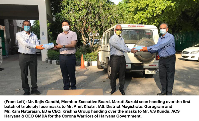 Maruti Suzuki’s JV Krishna Maruti donates triple-ply masks to Haryana Government